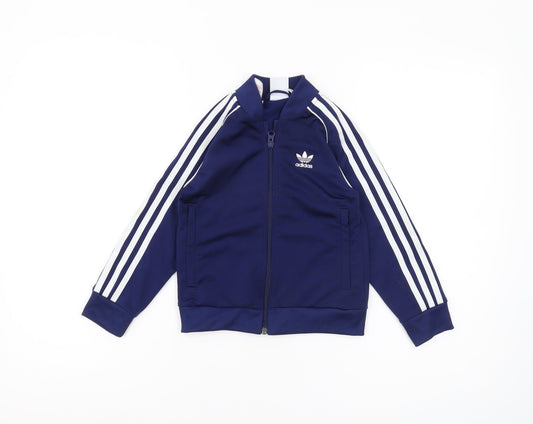 Additional front view of Adidas boys’ blue full zip hoodie 2xs - perfect for every season