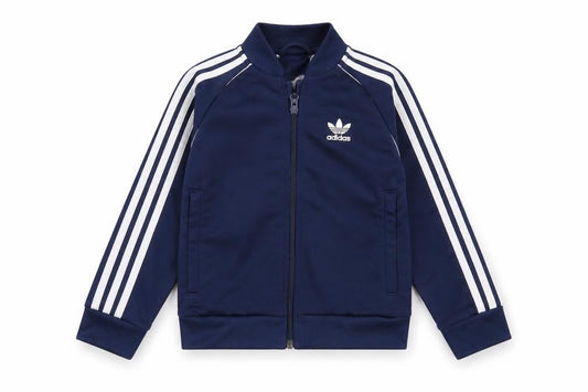 Front view of Adidas boys’ blue full zip hoodie 2xs - perfect for every season