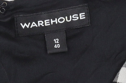 Warehouse Women's Black Check V-Neck Dress UK 12
