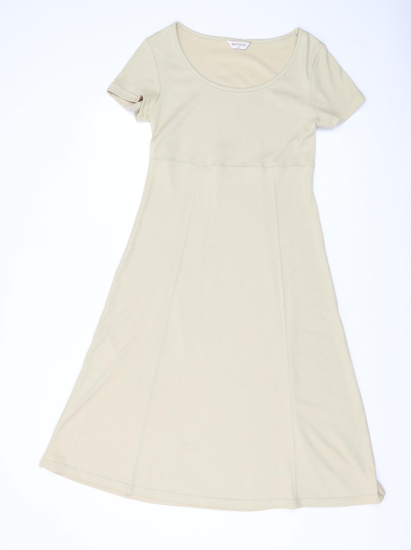 Bonmarché Women's Beige A-Line Midi Dress, Size 12