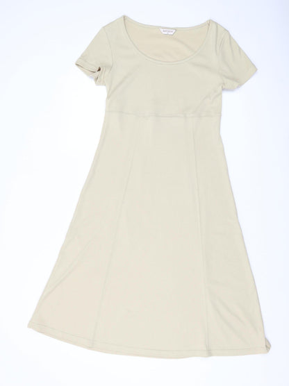 Bonmarché Women's Beige A-Line Midi Dress, Size 12