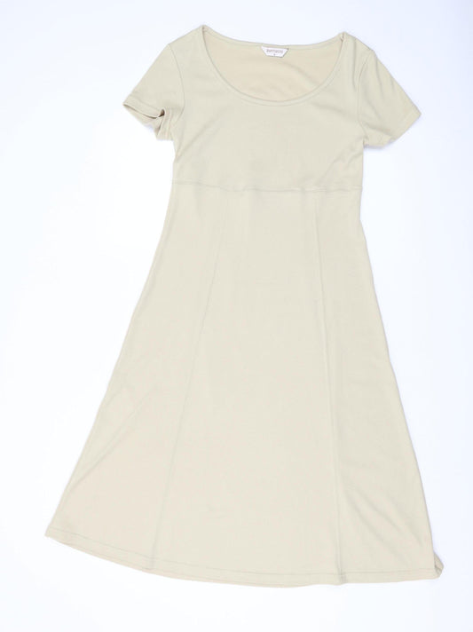 Bonmarché Women's Beige A-Line Midi Dress, Size 12