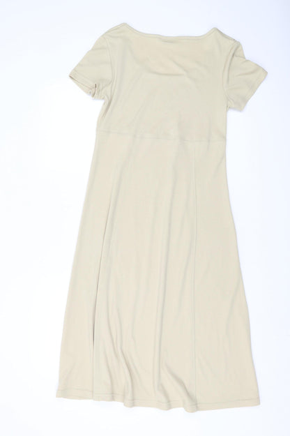 Bonmarché Women's Beige A-Line Midi Dress, Size 12