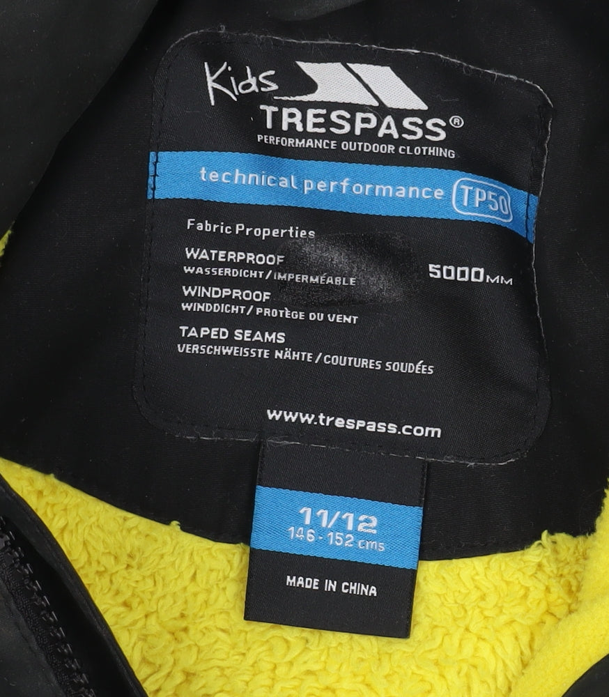 Trespass Boys Black Waterproof Parka Jacket 11-12 Years