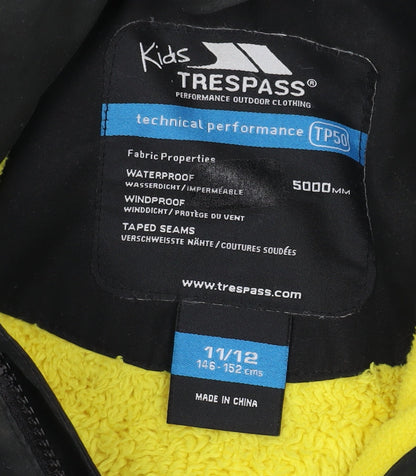 Trespass Boys Black Waterproof Parka Jacket 11-12 Years