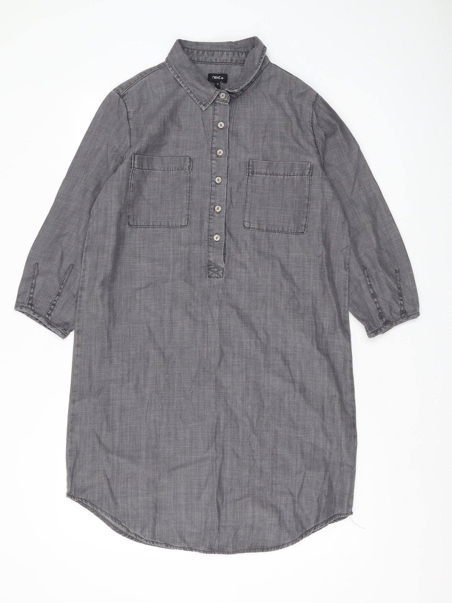 Womens UK Size 10 NEXT Grey Casual Button-Up
