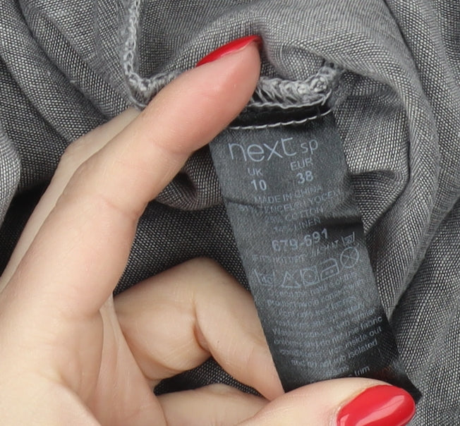 Womens UK Size 10 NEXT Grey Casual Button-Up