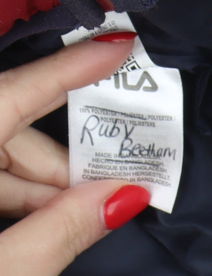 Fila Women's Red Puffer Jacket Size S, Hooded Casual