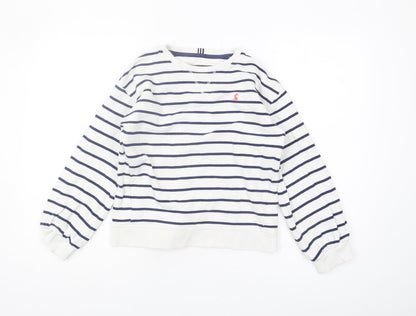 Joules Girls White Striped Sweatshirt Crew Neck 11 Years