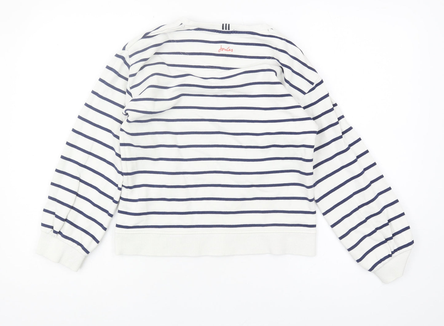 Joules Girls White Striped Sweatshirt Crew Neck 11 Years