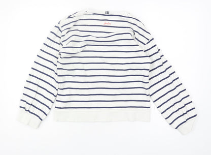 Joules Girls White Striped Sweatshirt Crew Neck 11 Years