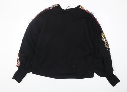 Zara Women's Black Sequin Pullover Sweatshirt Size 0