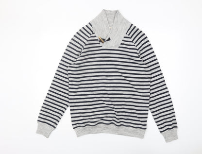 Zara Man Men's Grey Striped Sweatshirt - Size L