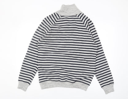 Zara Man Men's Grey Striped Sweatshirt - Size L