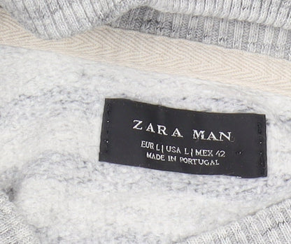 Zara Man Men's Grey Striped Sweatshirt - Size L