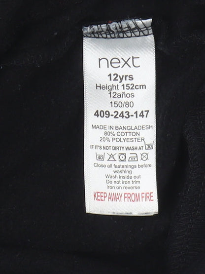 Next Boys Black Full Zip Hoodie, 12 Years, Graphic Print
