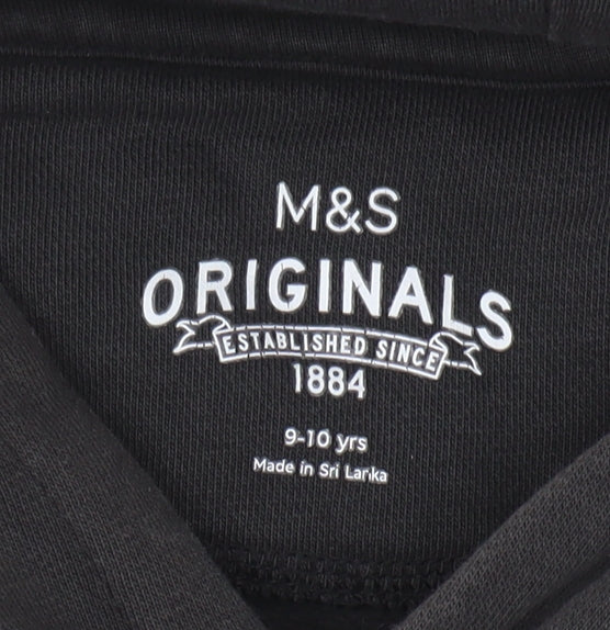 Marks and Spencer Boys Black Hoodie 9-10 Years