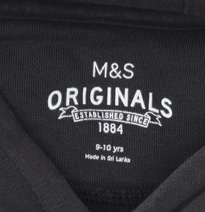 Marks and Spencer Boys Black Hoodie 9-10 Years