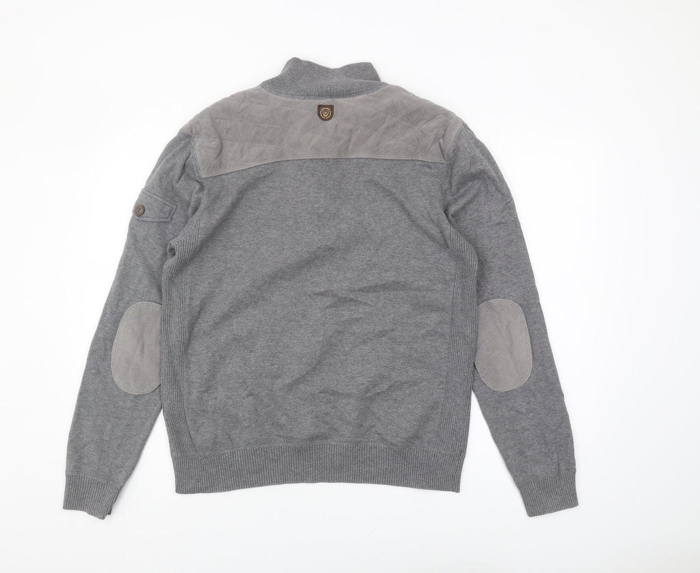 Duck and Cover Men's Grey Henley Jumper L
