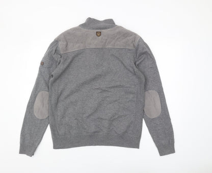 Duck and Cover Men's Grey Henley Jumper L