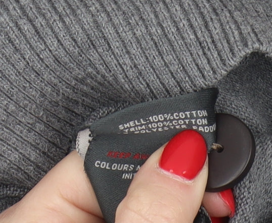 Duck and Cover Men's Grey Henley Jumper L