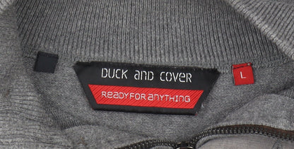 Duck and Cover Men's Grey Henley Jumper L