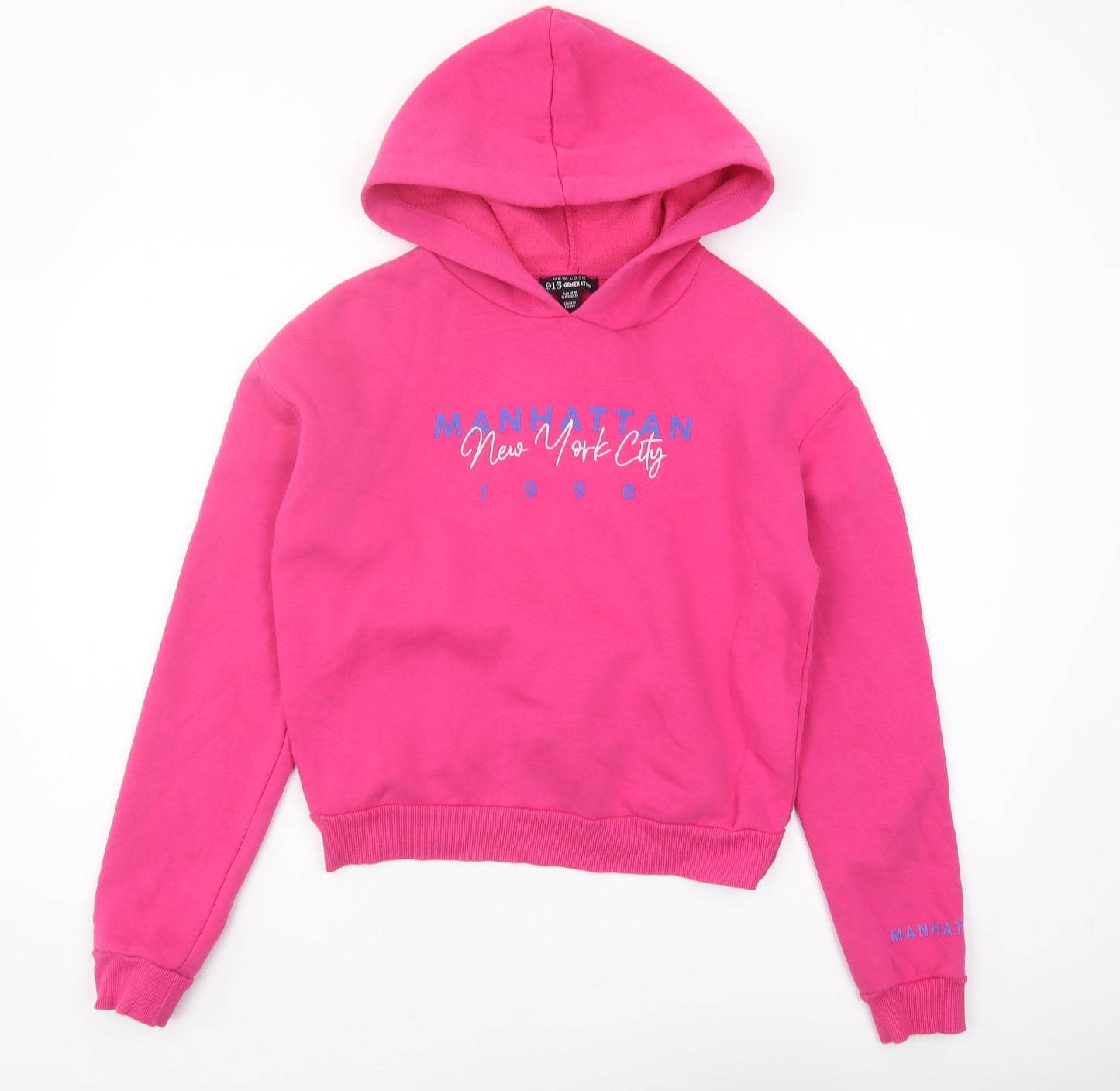 New Look Girls Pink Pullover Hoodie 14-15 Years Cotton Blend