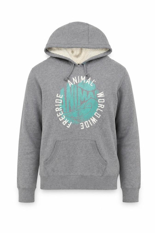 Front view of Animal Women's Grey Pullover Hoodie, size 10, Casual Logo Design