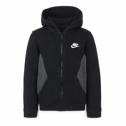 Nike Boys Black Full Zip Hoodie - M, Logo, Casual, Fleece