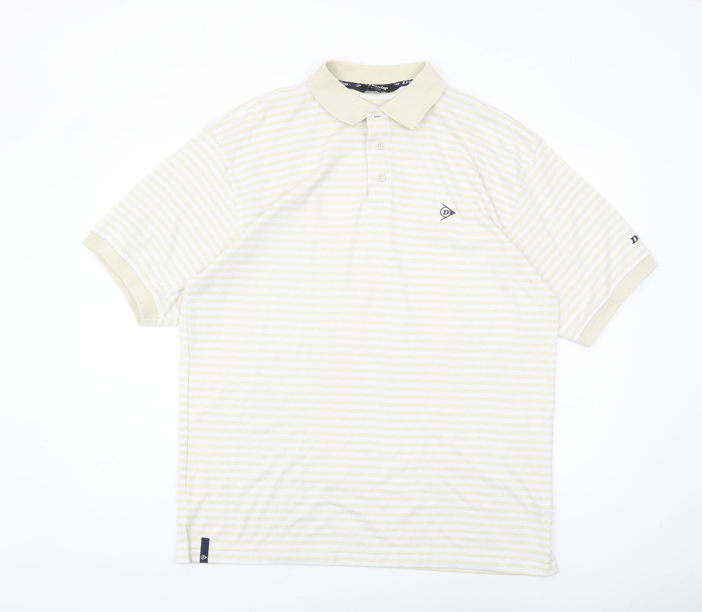 Dunlop Men's XL White Striped Polo Shirt - Casual Golf Style