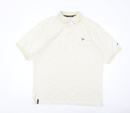 Dunlop Men's XL White Striped Polo Shirt - Casual Golf Style