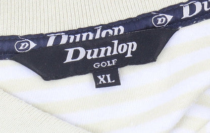 Dunlop Men's XL White Striped Polo Shirt - Casual Golf Style