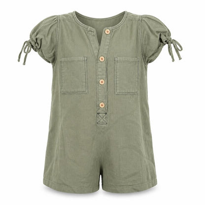Zara Girls Green Romper, 2-3 Years, Short Sleeve, Buttoned