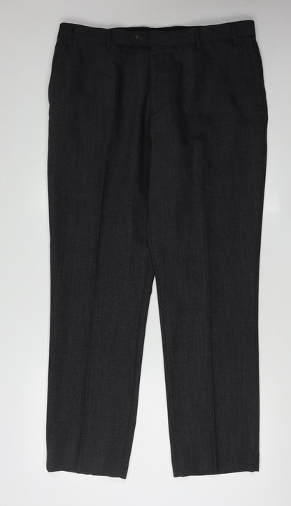 Next Men's Black Dress Pants, Size 38, Wool Blend