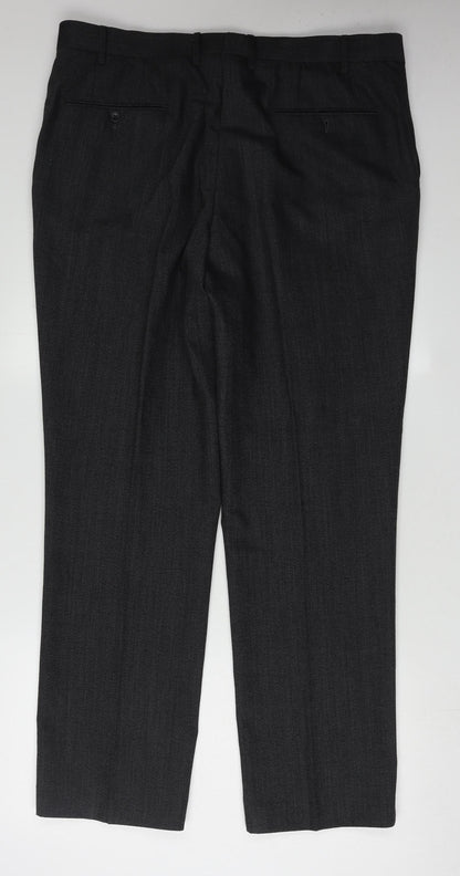 Next Men's Black Dress Pants, Size 38, Wool Blend