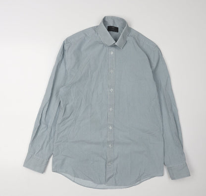 Marks and Spencer Men's Blue Geometric Long Sleeve Shirt