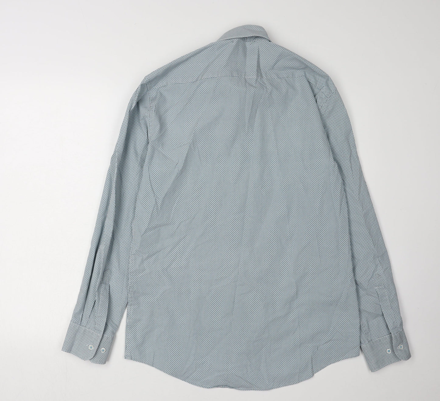 Marks and Spencer Men's Blue Geometric Long Sleeve Shirt