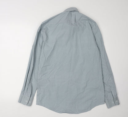 Marks and Spencer Men's Blue Geometric Long Sleeve Shirt