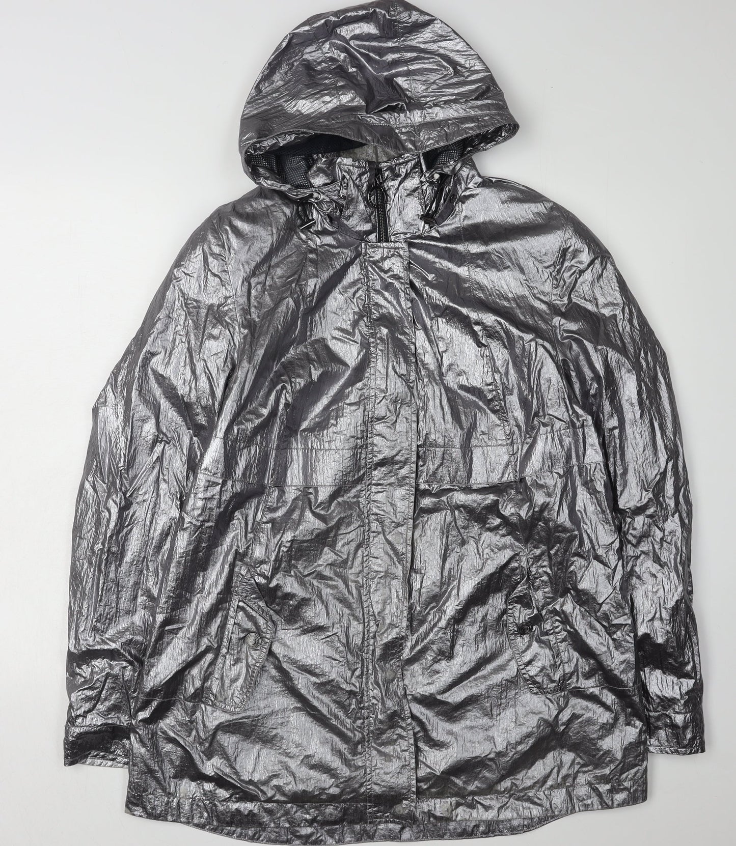 Barbara Lebek Women's Silver Windbreaker Jacket Size 14