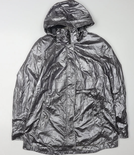 Barbara Lebek Women's Silver Windbreaker Jacket Size 14