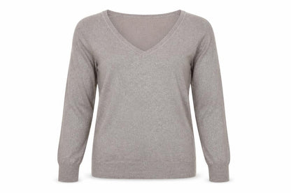 Mandolin Women's Beige V-Neck Pullover Jumper Size 12