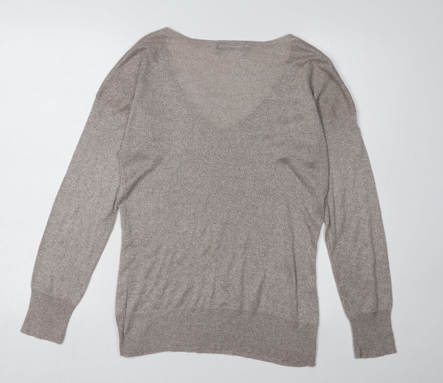 Mandolin Women's Beige V-Neck Pullover Jumper Size 12