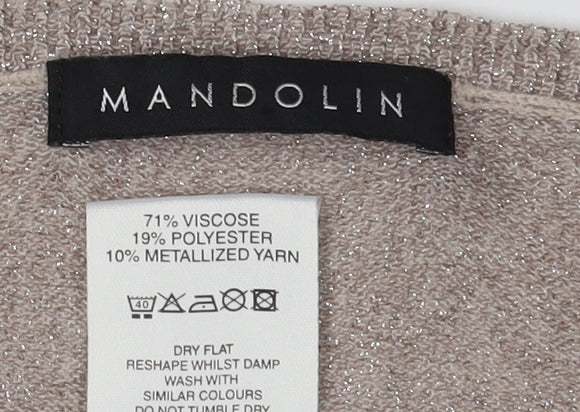 Mandolin Women's Beige V-Neck Pullover Jumper Size 12