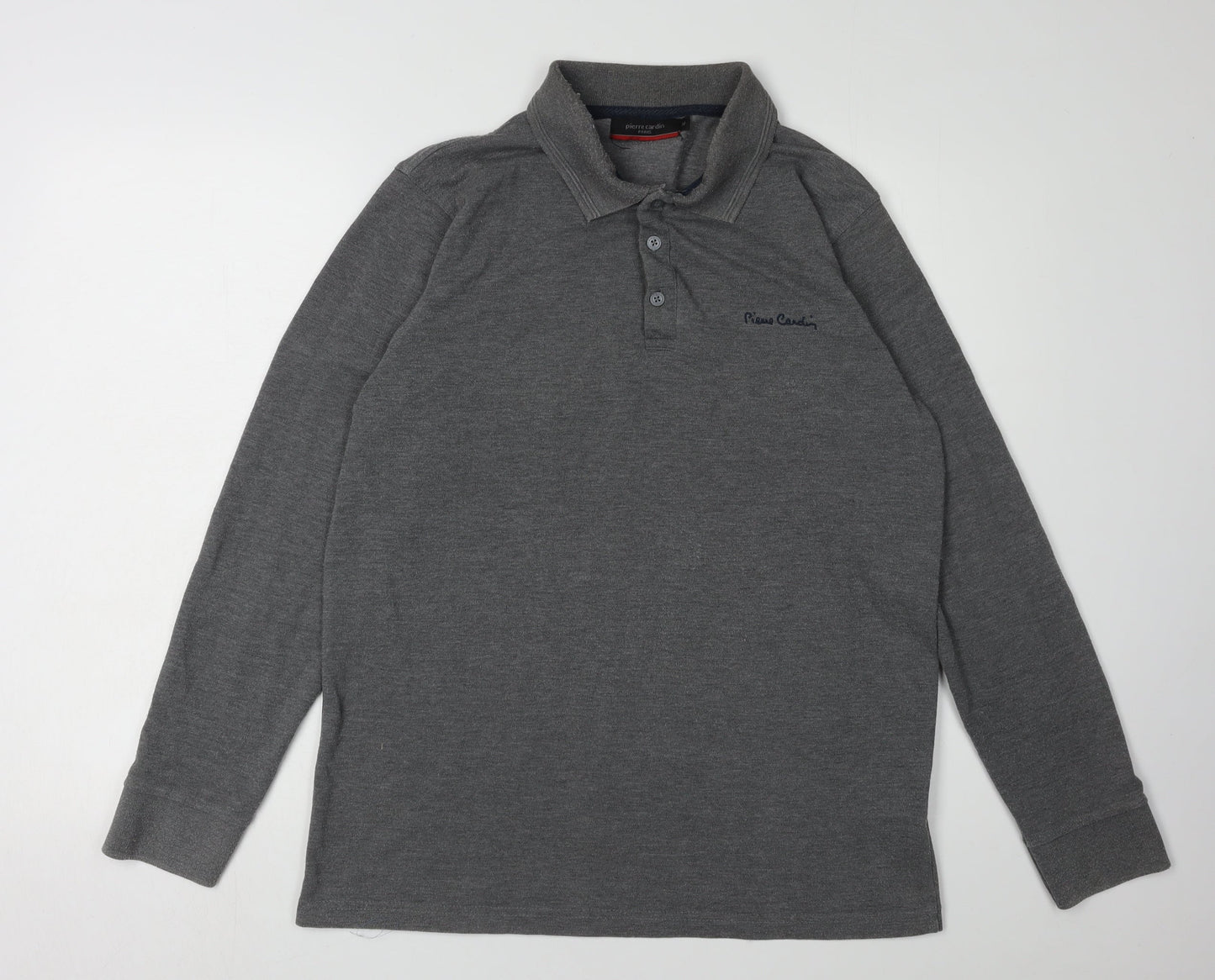Pierre Cardin Men's Grey Long Sleeve Polo M