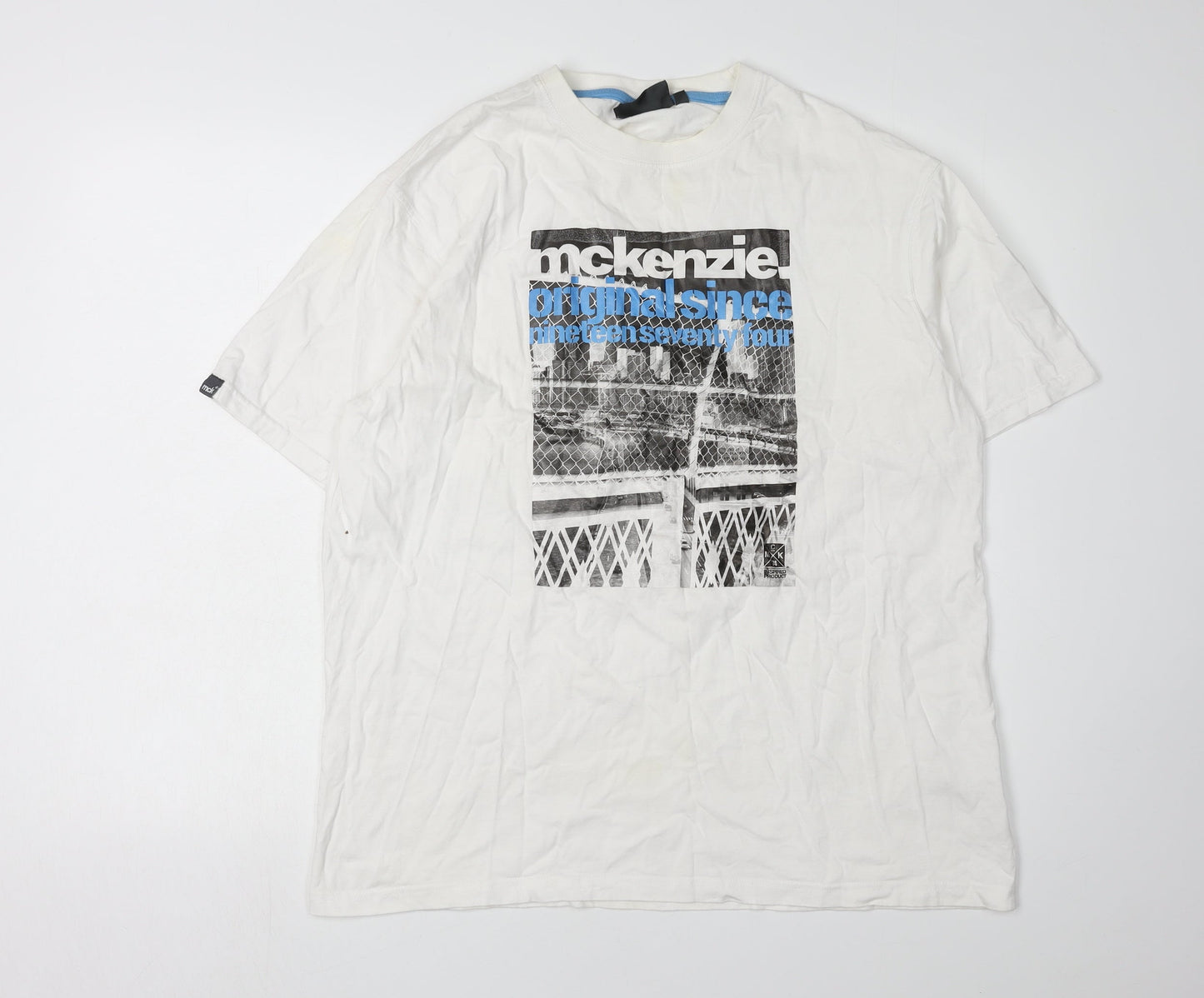 McKenzie Men's Graphic White T-Shirt Size L