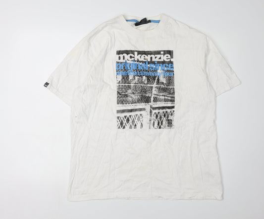 McKenzie Men's Graphic White T-Shirt Size L