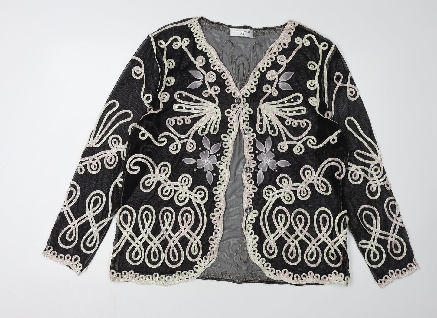 Womens UK Size L/XL Just Elegance Black Cardigan Jumper