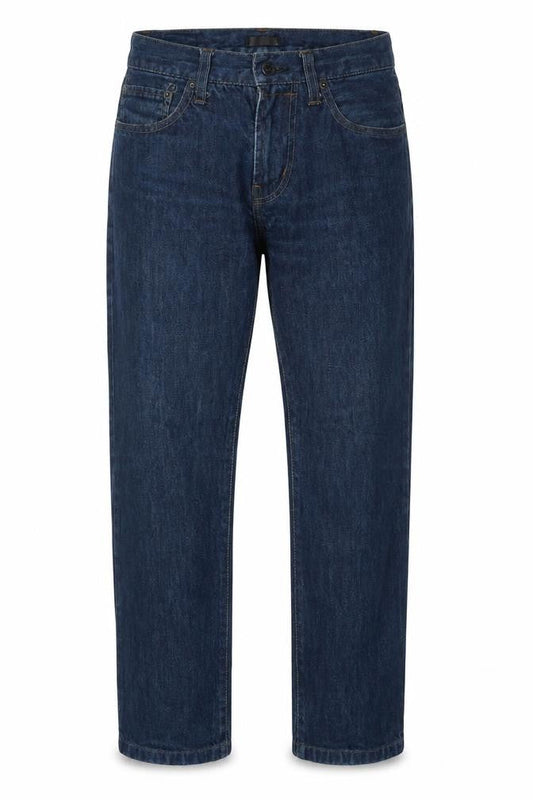 Front view of Often unisex blue straight-leg jeans, size 12