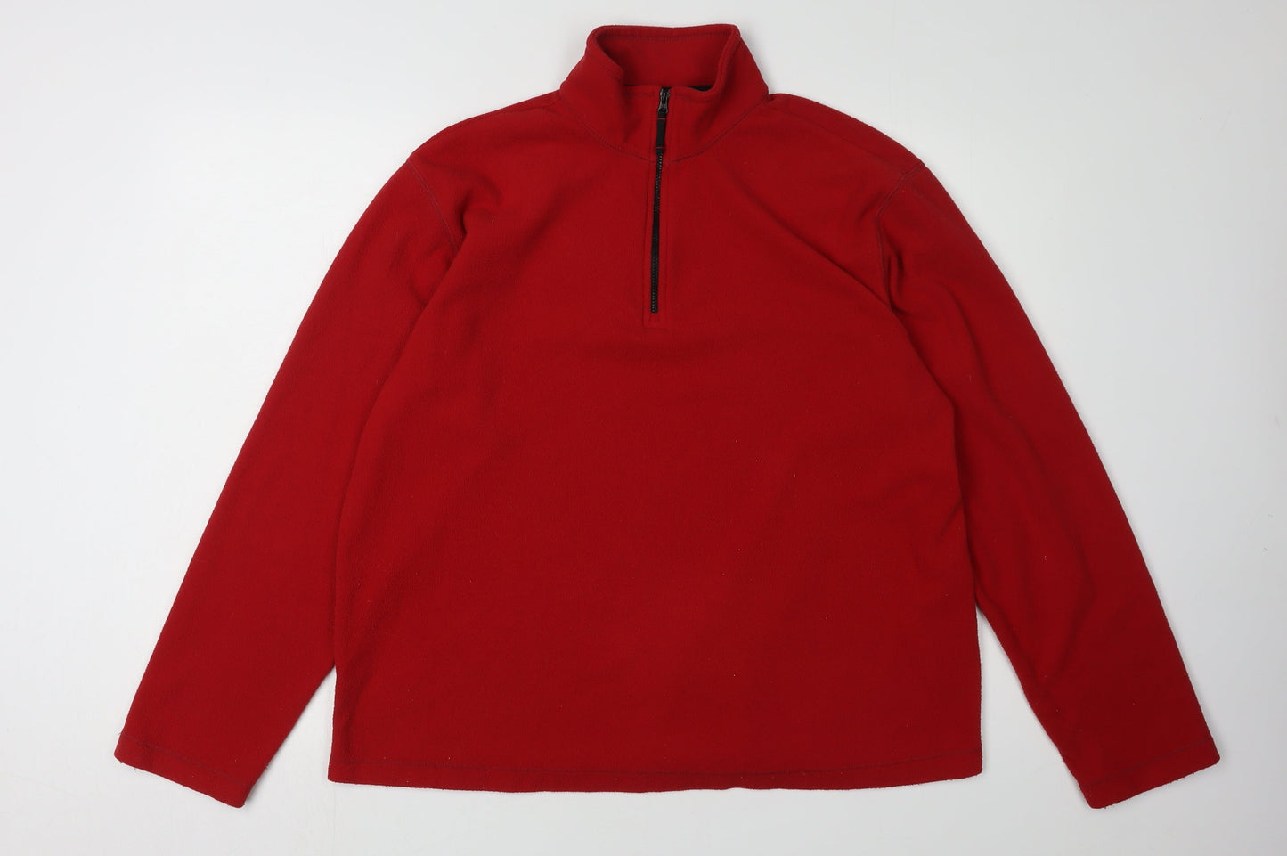 Mens UK Size M Lands' End Red 1/4 Zip Sweatshirt