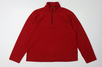 Mens UK Size M Lands' End Red 1/4 Zip Sweatshirt